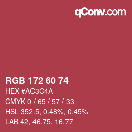 カラーコード: RGB 172 60 74 | qconv.com