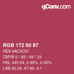 颜色代码: RGB 172 60 87 | qconv.com
