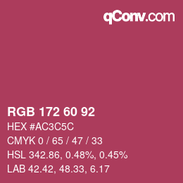 颜色代码: RGB 172 60 92 | qconv.com