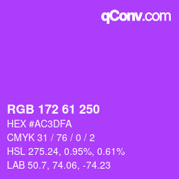 カラーコード: RGB 172 61 250 | qconv.com