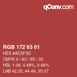 Color code: RGB 172 63 61 | qconv.com