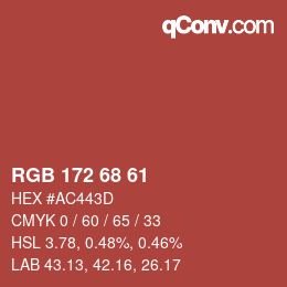 カラーコード: RGB 172 68 61 | qconv.com