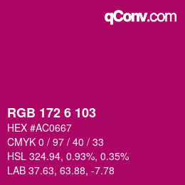 Color code: RGB 172 6 103 | qconv.com