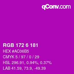 Color code: RGB 172 6 181 | qconv.com