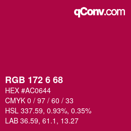 カラーコード: RGB 172 6 68 | qconv.com