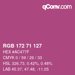 カラーコード: RGB 172 71 127 | qconv.com