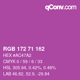 Color code: RGB 172 71 162 | qconv.com