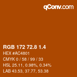 カラーコード: RGB 172 72.8 1.4 | qconv.com