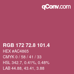 カラーコード: RGB 172 72.8 101.4 | qconv.com