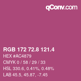 カラーコード: RGB 172 72.8 121.4 | qconv.com
