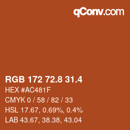カラーコード: RGB 172 72.8 31.4 | qconv.com