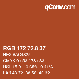 カラーコード: RGB 172 72.8 37 | qconv.com