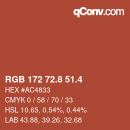 カラーコード: RGB 172 72.8 51.4 | qconv.com