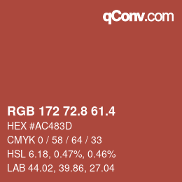 カラーコード: RGB 172 72.8 61.4 | qconv.com