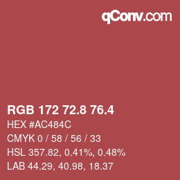 カラーコード: RGB 172 72.8 76.4 | qconv.com