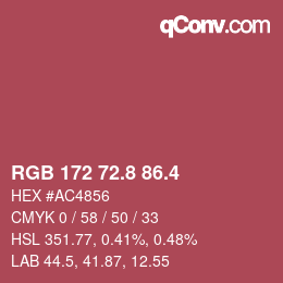 カラーコード: RGB 172 72.8 86.4 | qconv.com