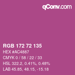 Color code: RGB 172 72 135 | qconv.com