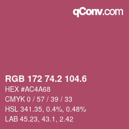 カラーコード: RGB 172 74.2 104.6 | qconv.com