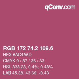 カラーコード: RGB 172 74.2 109.6 | qconv.com