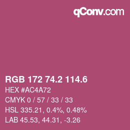カラーコード: RGB 172 74.2 114.6 | qconv.com