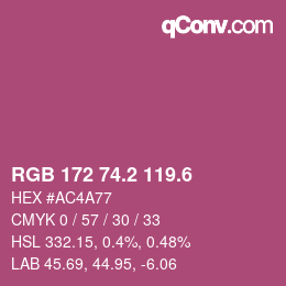 カラーコード: RGB 172 74.2 119.6 | qconv.com