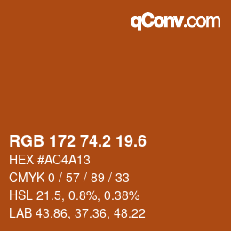 カラーコード: RGB 172 74.2 19.6 | qconv.com