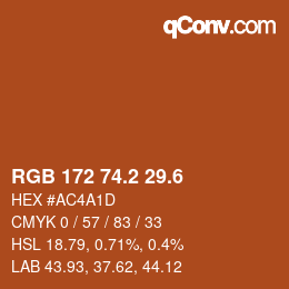 カラーコード: RGB 172 74.2 29.6 | qconv.com