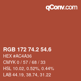 カラーコード: RGB 172 74.2 54.6 | qconv.com