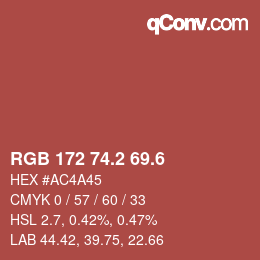 カラーコード: RGB 172 74.2 69.6 | qconv.com