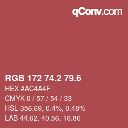 カラーコード: RGB 172 74.2 79.6 | qconv.com