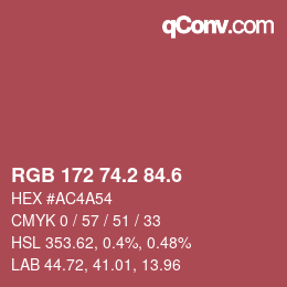 カラーコード: RGB 172 74.2 84.6 | qconv.com