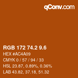カラーコード: RGB 172 74.2 9.6 | qconv.com