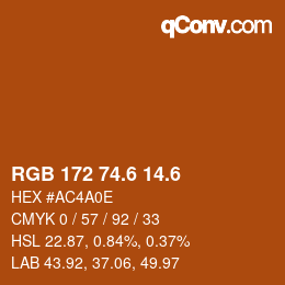 カラーコード: RGB 172 74.6 14.6 | qconv.com