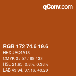 カラーコード: RGB 172 74.6 19.6 | qconv.com