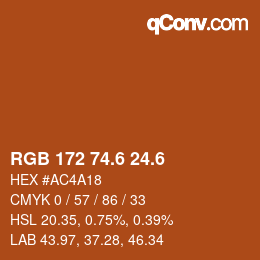 カラーコード: RGB 172 74.6 24.6 | qconv.com