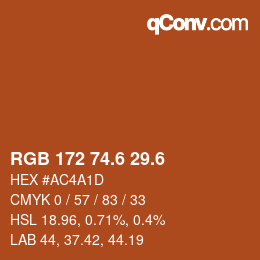 カラーコード: RGB 172 74.6 29.6 | qconv.com