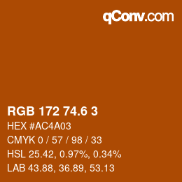 カラーコード: RGB 172 74.6 3 | qconv.com