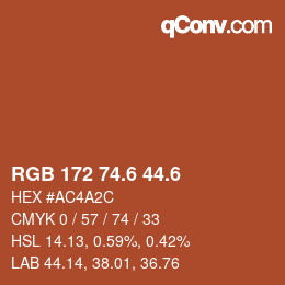 カラーコード: RGB 172 74.6 44.6 | qconv.com