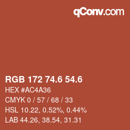 カラーコード: RGB 172 74.6 54.6 | qconv.com