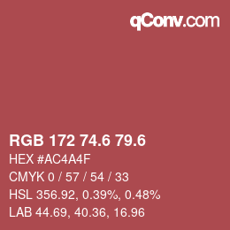 カラーコード: RGB 172 74.6 79.6 | qconv.com