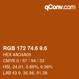 カラーコード: RGB 172 74.6 9.6 | qconv.com
