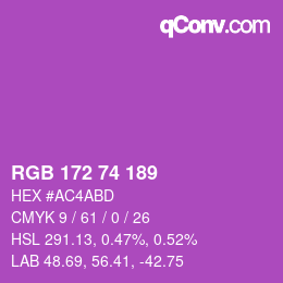 カラーコード: RGB 172 74 189 | qconv.com