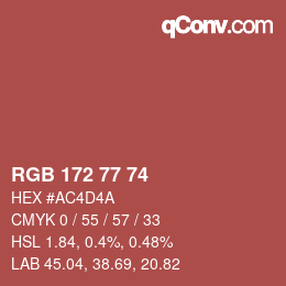カラーコード: RGB 172 77 74 | qconv.com