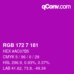 Color code: RGB 172 7 181 | qconv.com