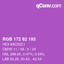 Color code: RGB 172 82 193 | qconv.com