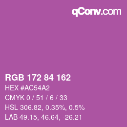 カラーコード: RGB 172 84 162 | qconv.com