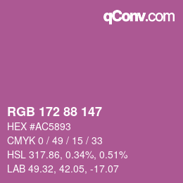 颜色代码: RGB 172 88 147 | qconv.com