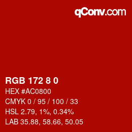 Color code: RGB 172 8 0 | qconv.com