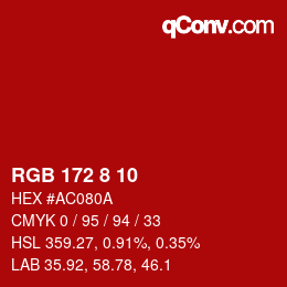 Color code: RGB 172 8 10 | qconv.com