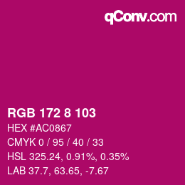 颜色代码: RGB 172 8 103 | qconv.com